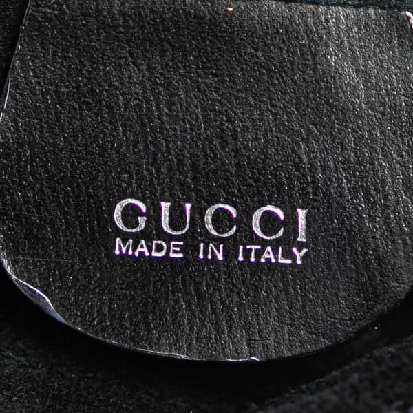 Pre-owned Gucci Wood Chain Suede Shoulder Bag Black