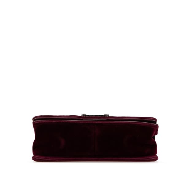 Pre-owned Chanel Old Medium Velvet and Tweed Boy Flap Red