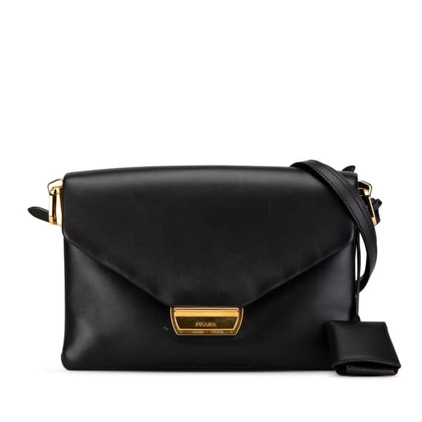 Pre-owned Prada Calfskin Ingrid Shoulder Bag Black