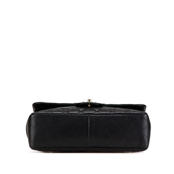 Pre-owned Chanel Jumbo Classic Caviar Single Flap Black