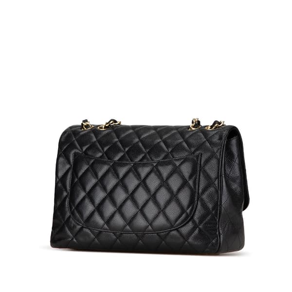 Pre-owned Chanel Jumbo Classic Caviar Single Flap Black