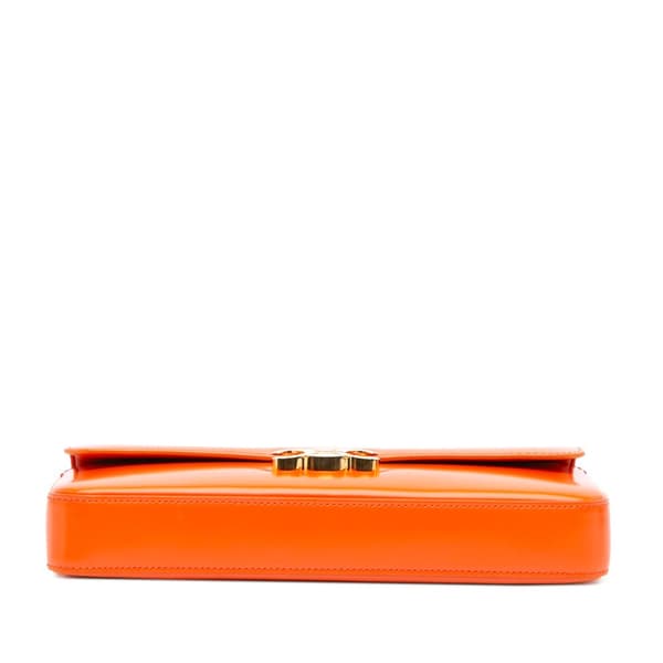 Pre-owned Celine Triomphe Calfskin Cuir Chain Shoulder Bag Orange