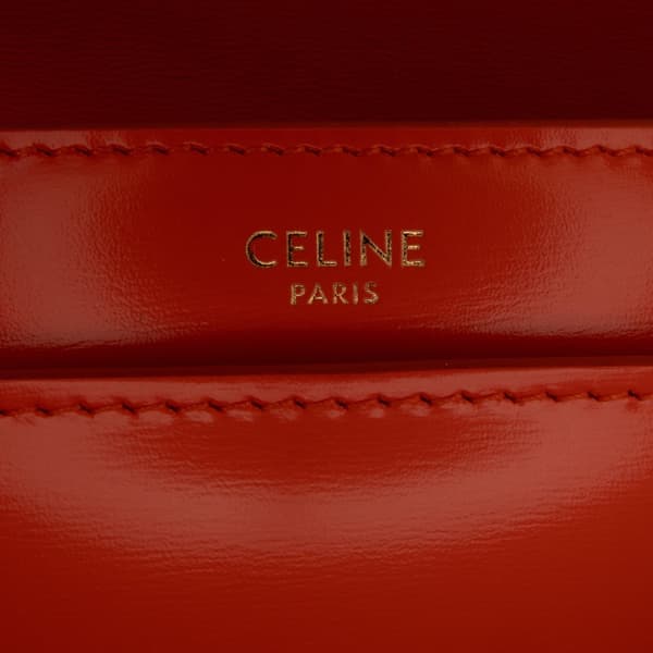 Pre-owned Celine Triomphe Calfskin Cuir Chain Shoulder Bag Orange