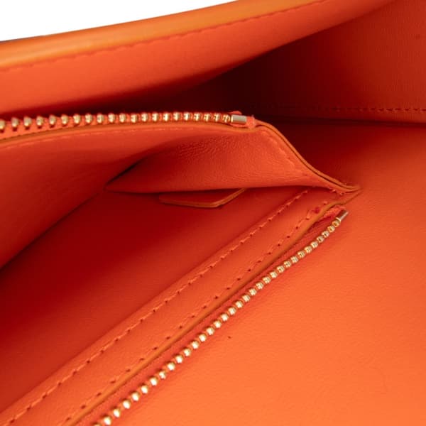 Pre-owned Celine Triomphe Calfskin Cuir Chain Shoulder Bag Orange