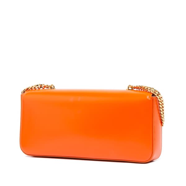 Pre-owned Celine Triomphe Calfskin Cuir Chain Shoulder Bag Orange
