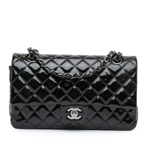 Pre-owned Chanel Medium Classic Patent Double Flap Black