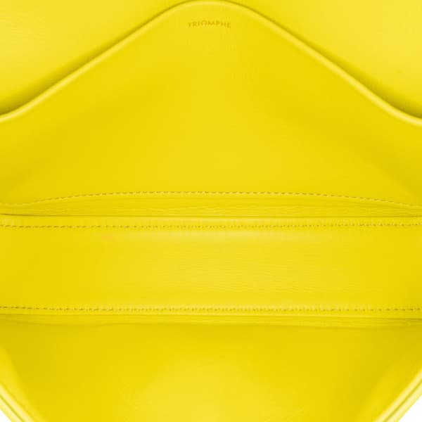 Pre-owned Celine Triomphe Calfskin Cuir Chain Shoulder Bag Yellow