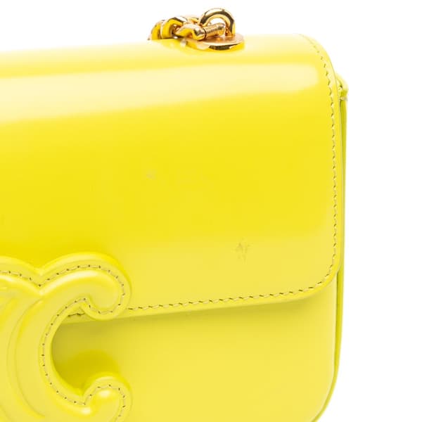 Pre-owned Celine Triomphe Calfskin Cuir Chain Shoulder Bag Yellow