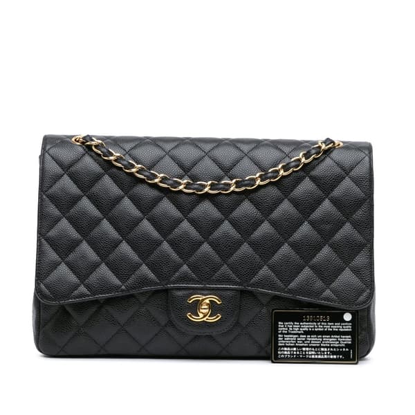 Pre-owned Chanel Maxi Classic Caviar Single Flap Black