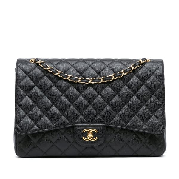 Pre-owned Chanel Maxi Classic Caviar Single Flap Black