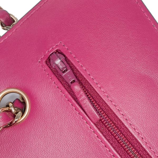 Pre-owned Chanel Small Classic Chevron Lambskin Double Flap Pink