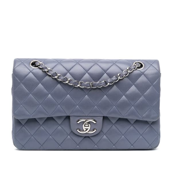 Pre-owned Chanel Medium Classic Lambskin Double Flap Purple