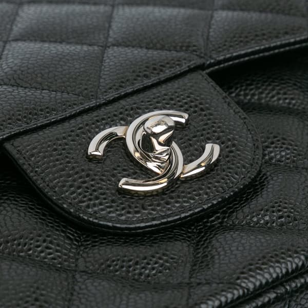Pre-owned Chanel Jumbo Classic Caviar Double Flap Black