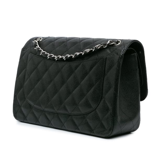 Pre-owned Chanel Jumbo Classic Caviar Double Flap Black