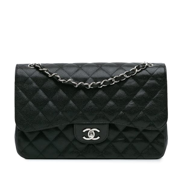 Pre-owned Chanel Jumbo Classic Caviar Double Flap Black