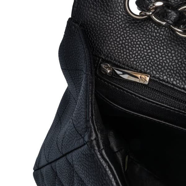 Pre-owned Chanel Jumbo Classic Caviar Single Flap Black