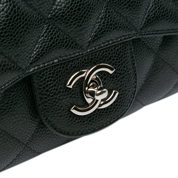 Pre-owned Chanel Jumbo Classic Caviar Single Flap Black