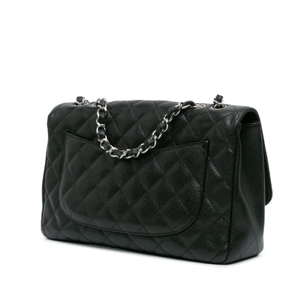 Pre-owned Chanel Jumbo Classic Caviar Single Flap Black