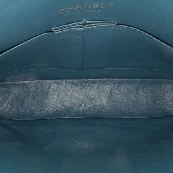 Pre-owned Chanel Medium Classic Chevron Caviar Double Flap Blue