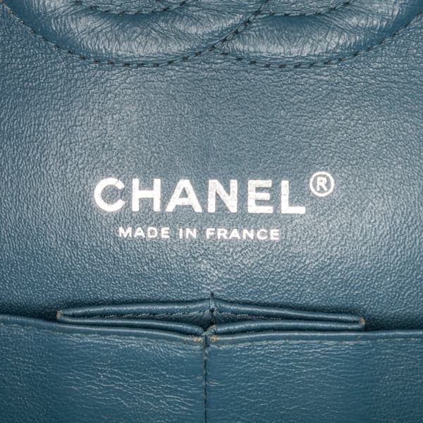 Pre-owned Chanel Medium Classic Chevron Caviar Double Flap Blue