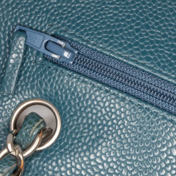 Pre-owned Chanel Medium Classic Chevron Caviar Double Flap Blue