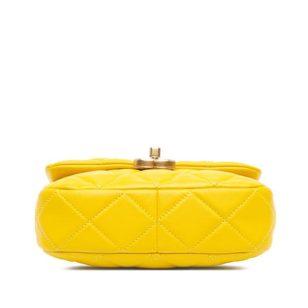 Pre-owned Chanel Mini Quilted Lambskin Candy Chain Crossbody Yellow