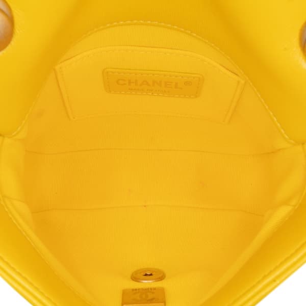 Pre-owned Chanel Mini Quilted Lambskin Candy Chain Crossbody Yellow