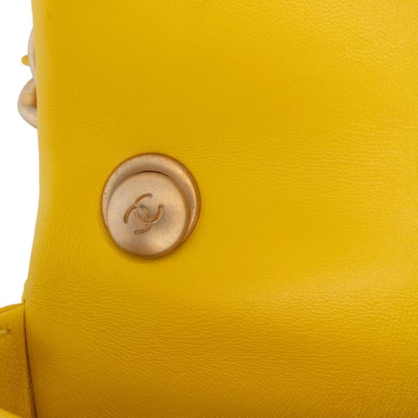 Pre-owned Chanel Mini Quilted Lambskin Candy Chain Crossbody Yellow