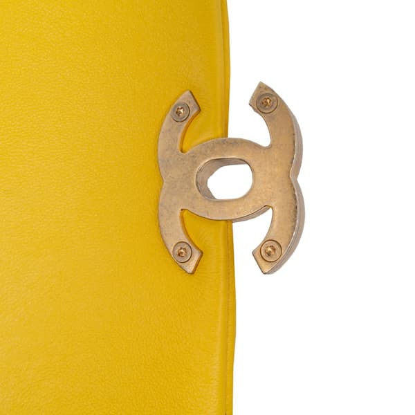 Pre-owned Chanel Mini Quilted Lambskin Candy Chain Crossbody Yellow
