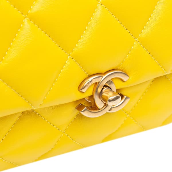 Pre-owned Chanel Mini Quilted Lambskin Candy Chain Crossbody Yellow