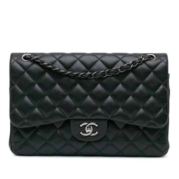 Pre-owned Chanel Jumbo Classic Caviar Double Flap Black