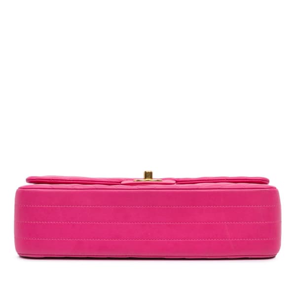 Pre-owned Chanel Medium Classic Chevron Lambskin Double Flap Pink