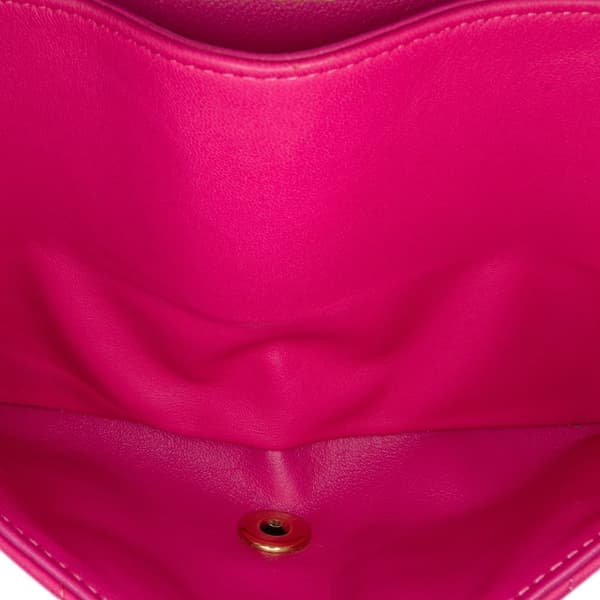 Pre-owned Chanel Medium Classic Chevron Lambskin Double Flap Pink