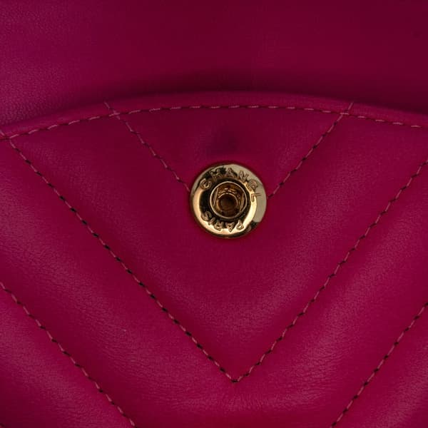 Pre-owned Chanel Medium Classic Chevron Lambskin Double Flap Pink