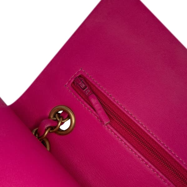 Pre-owned Chanel Medium Classic Chevron Lambskin Double Flap Pink