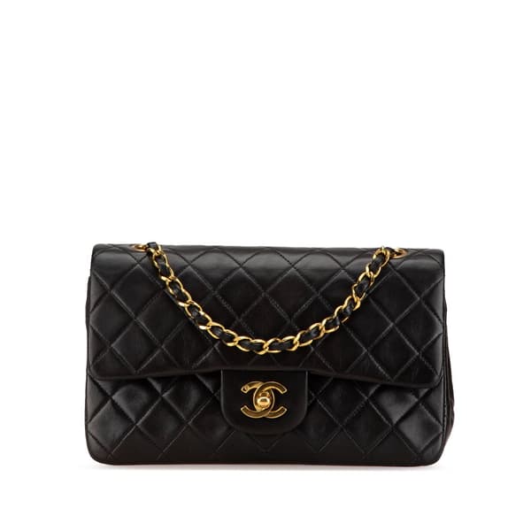 Pre-owned Chanel Small Classic Lambskin Double Flap Black