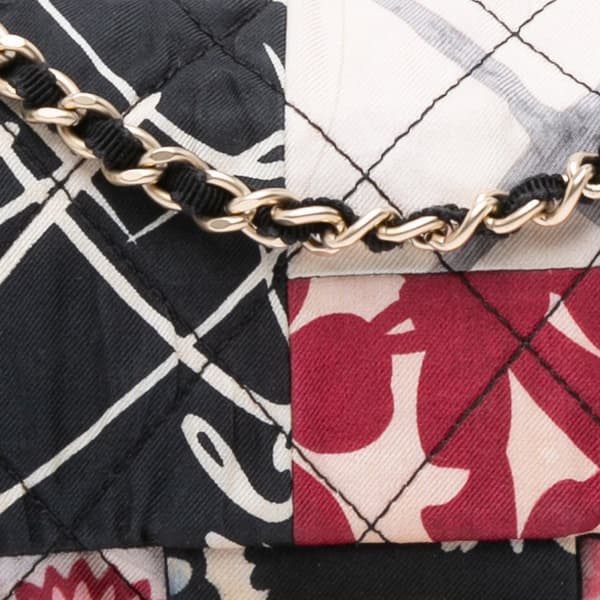 Pre-owned Chanel Mini Rectangular Printed Nylon and Jersey Patchwork Single Flap Multi