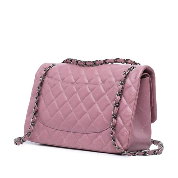 Pre-owned Chanel Jumbo Classic Caviar Double Flap Pink