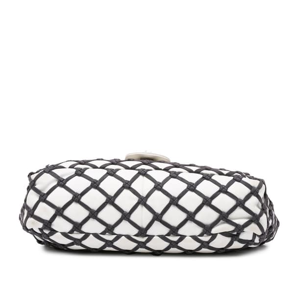 Pre-owned Chanel Jumbo Calfskin Canebiers Net Flap White