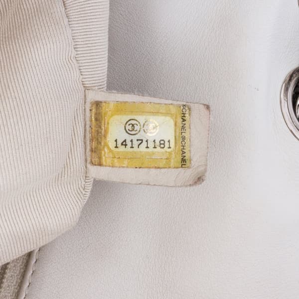 Pre-owned Chanel Jumbo Calfskin Canebiers Net Flap White