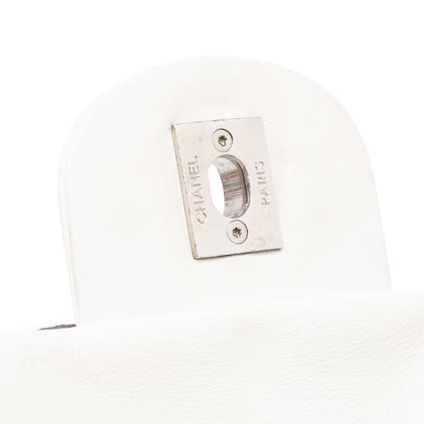 Pre-owned Chanel Jumbo Calfskin Canebiers Net Flap White