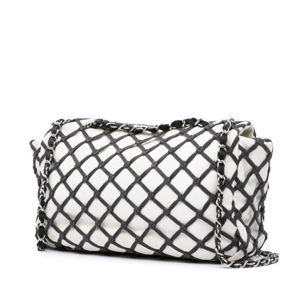 Pre-owned Chanel Jumbo Calfskin Canebiers Net Flap White