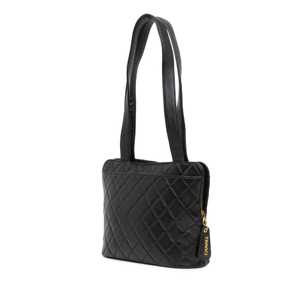 Pre-owned Chanel Quilted Lambskin Shoulder Bag Black