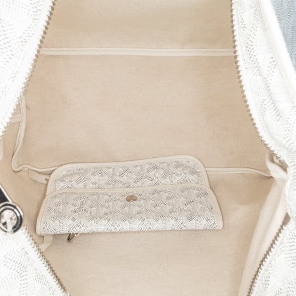 Pre-owned Goyard Goyardine Boheme Hobo White