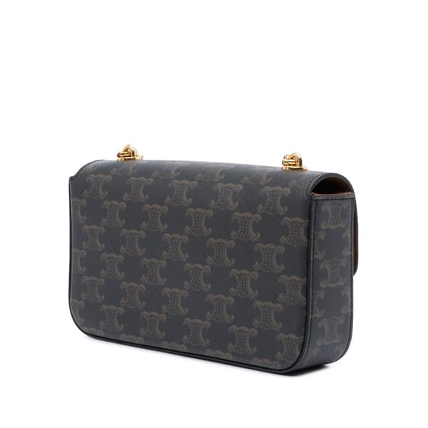 Pre-owned Celine Triomphe Coated Canvas Claude Chain Shoulder Bag Brown