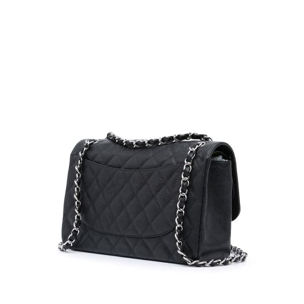 Pre-owned Chanel Jumbo Classic Caviar Double Flap Black