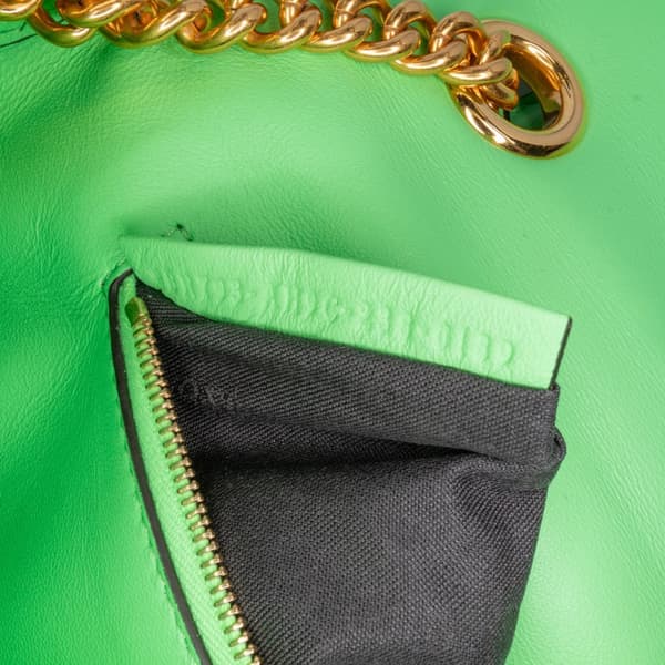 Pre-owned Fendi Zucca Embossed Leather Chain Midi Baguette Green