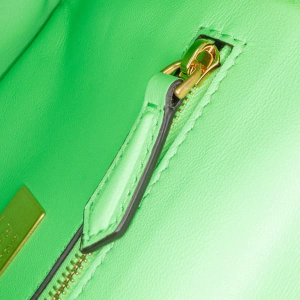 Pre-owned Fendi Zucca Embossed Leather Chain Midi Baguette Green