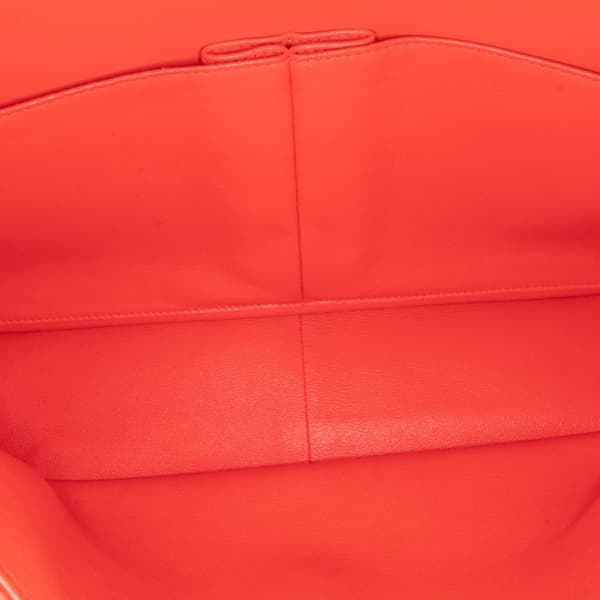 Pre-owned Chanel Jumbo Classic Patent Stiped Double Flap Orange