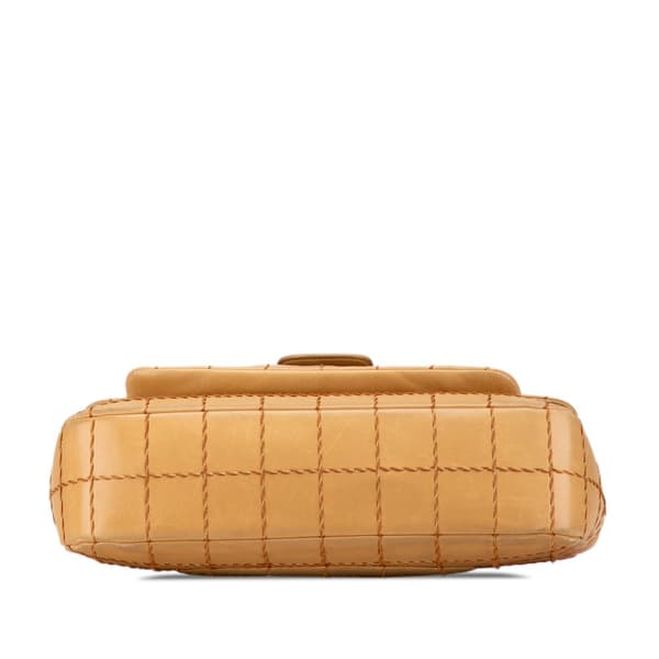 Pre-owned Chanel Lambskin Wild Stitch Chocolate Bar Chain Flap Brown